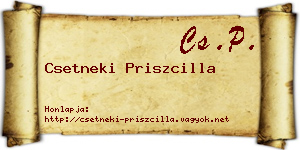 Csetneki Priszcilla névjegykártya